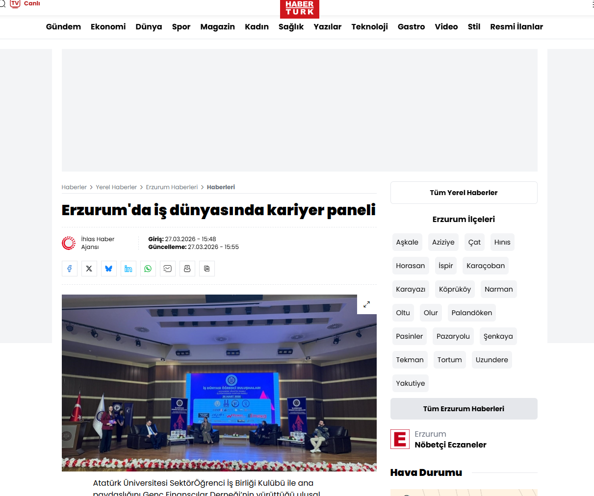 Erzurum'da iş dünyasında kariyer paneli