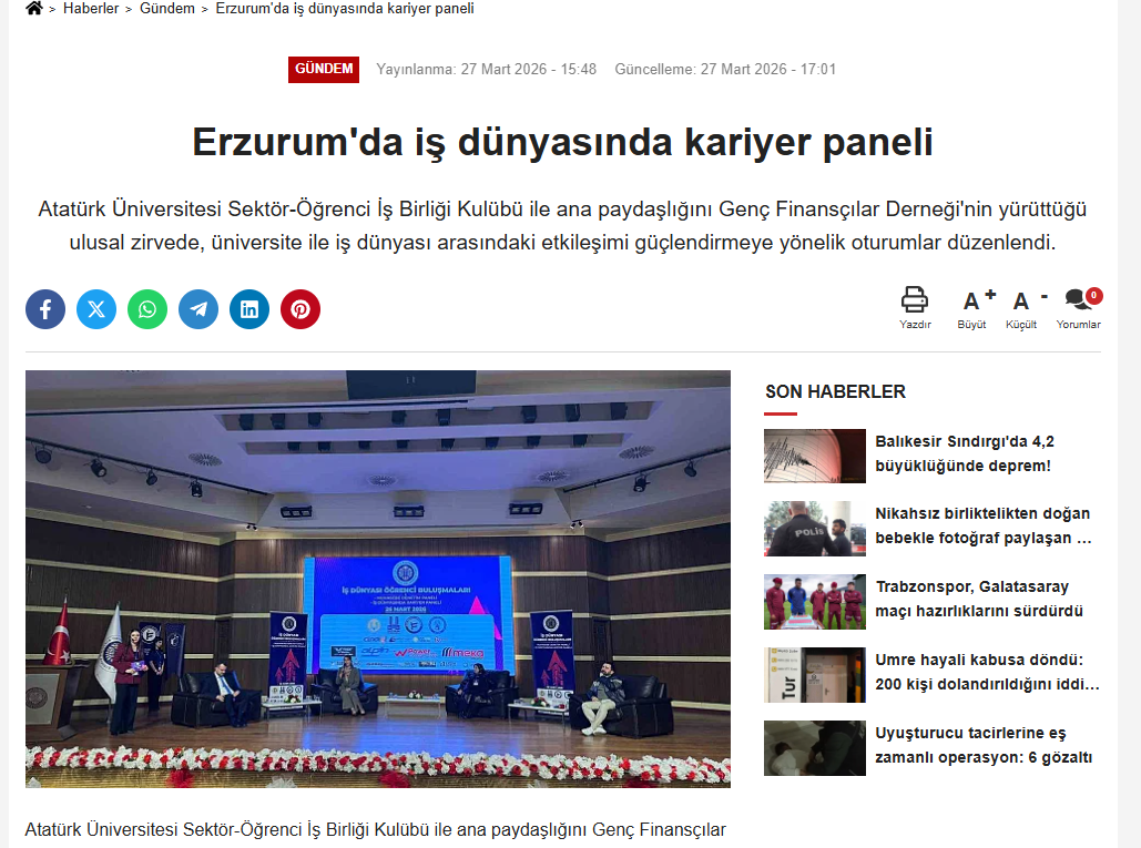 Erzurum'da iş dünyasında kariyer paneli