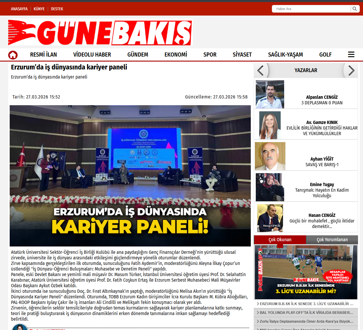 Erzurum’da iş dünyasında kariyer paneli